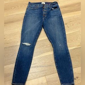 ALICE + OLIVIA Cropped distressed high-rise skinny jeans